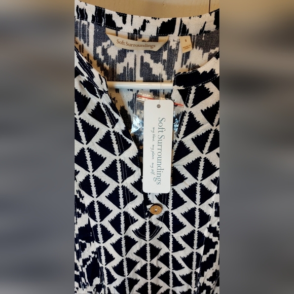 Soft Surroundings NWT Raven Dress Size Small Navy White Sheath Elegant Chic Boho - Picture 6 of 10